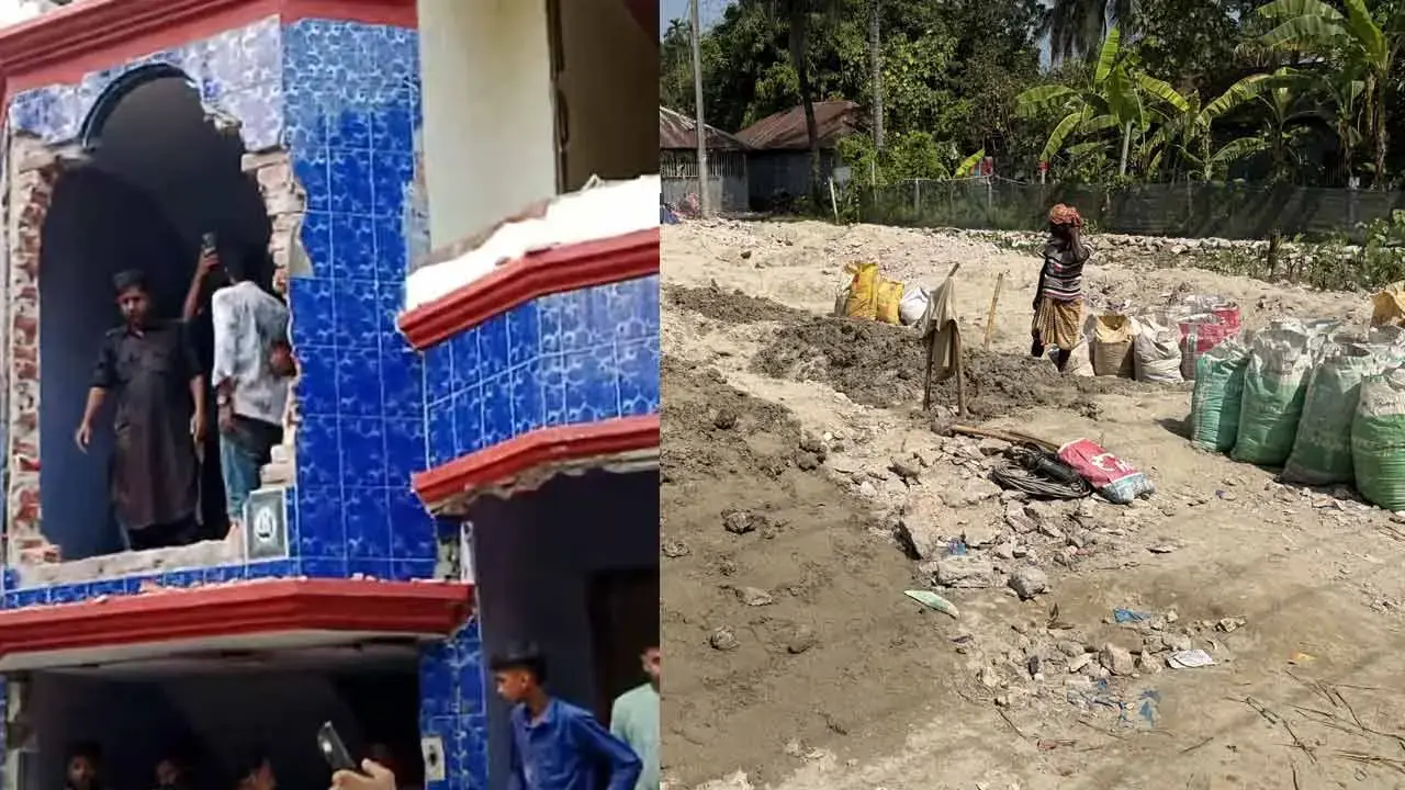 গুঁড়িয়ে দেওয়া হয়েছে অভিযুক্তের বাড়ি, তুলে নেওয়া হচ্ছে মাটিও