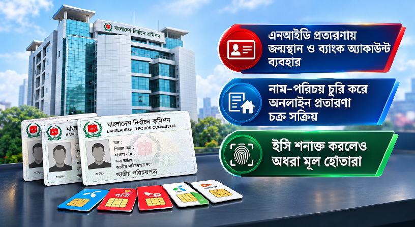 এনআইডি প্রতারণা: ভুয়া সিম-অ্যাকাউন্টের আড়ালে মূল হোতারা