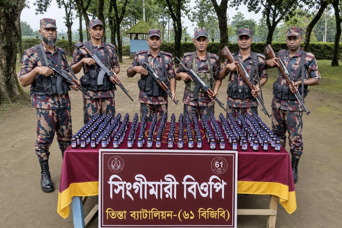 লালমনিরহাট সীমান্তে ৬১ বিজিবির অভিযানে মাদক ও মোটরসাইকেল আটক