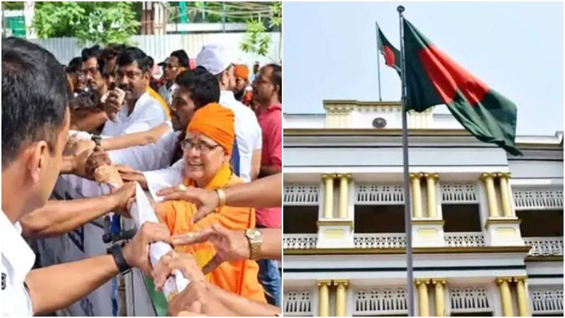 উত্তাল কলকাতার বাংলাদেশ মিশন, ব্যারিকেড ভেঙে এগোনোর চেষ্টা সন্ন্যাসীদের