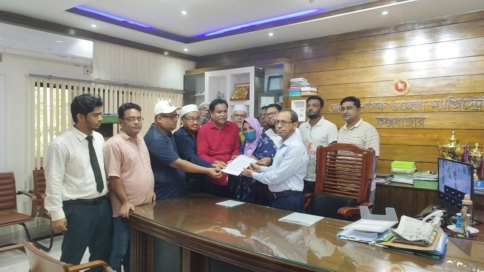 কক্সবাজার সমুদ্র সৈকতের বালিয়াড়িতে রাস্তা নির্মাণ বন্ধের দাবিতে বাপার স্মারকলিপি প্রদান